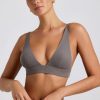 Ribbed Modal Triangle Bralette in Grey