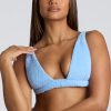 V Neck Fleece Bralette in Baby Blue