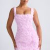 Floral-Appliqué Corset Mini Dress in Lilac