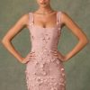 Embellished Corset Mini Dress in Dusty Rose