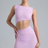 Embellished Cut-Out Mini Dress in Violet Pink
