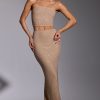 Embellished Mid Rise Gown Skirt in Gold