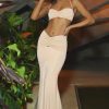 Slinky Jersey Hardware Detail Maxi Skirt in Buttercream