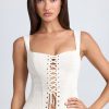 Lace-Up Corset Top in Ecru