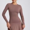 Modal Ruched Crew-Neck Mini Dress in Taupe
