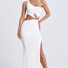 Hardware Detail One-Shoulder Maxi Dress in White
