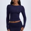 Modal Ruched Mid-Rise Mini Skirt in True Navy