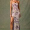 Embellished Cut-Out Fishtail Maxi Dress in Lilac