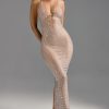 Embellished Cut-Out Maxi Dress in Almond