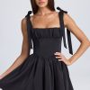 Draped Corset Mini Dress in Black