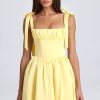 Draped Corset Mini Dress in Lemon Sherbet