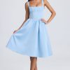 Draped Corset Midaxi Dress in Powder Blue