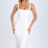 Lace-Trim Midaxi Dress in White