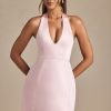 Halterneck Structured Tulip Mini Dress in Blush