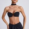 Hardware Detail Choker Crop Top in Black