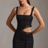 Belted Cut-Out Mini Dress in Black