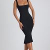 Modal Lace-Trim Midaxi Dress in Black