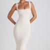 Modal Lace-Trim Midaxi Dress in Ivory