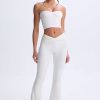 Twist-Front Flared Trousers in White