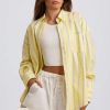 Cotton Poplin Stripe Oversized Shirt in Yellow Stripe
