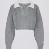 Soft Knit Layered Collar Cropped Jumper in Grey