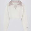 Soft Knit Layered Collar Cropped Jumper in Ivory