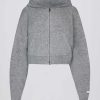 Soft Knit Zip-Up Cropped Hoodie in Grey