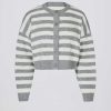 Soft Knit Stripe Cropped Cardigan in Grey Stripe