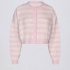 Soft Knit Stripe Cropped Cardigan in Pink Stripe