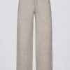 Knit Mid-Rise Wide-Leg Joggers in Beige