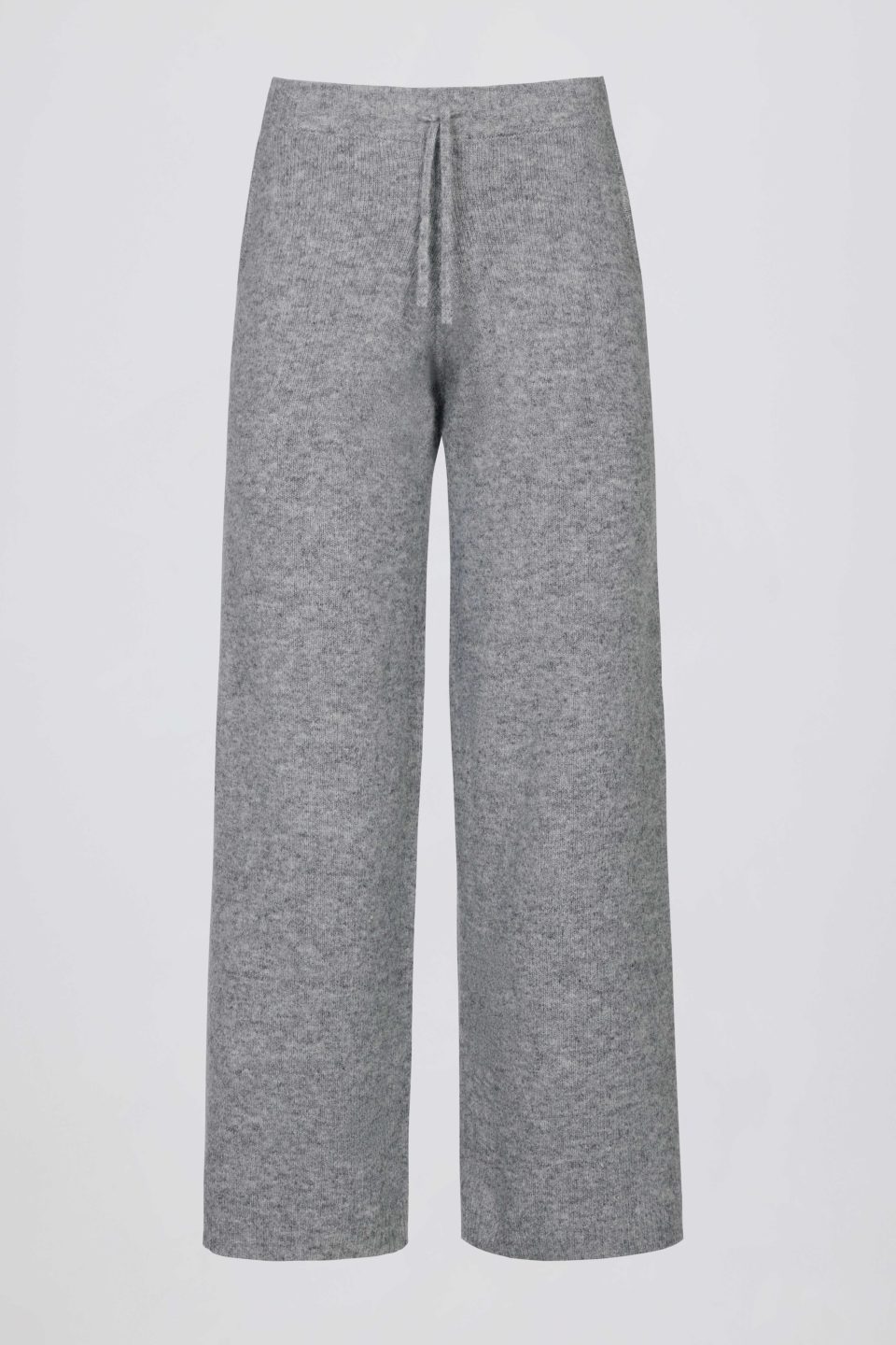 Knit Mid-Rise Wide-Leg Joggers in Grey