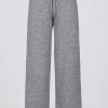 Knit Mid-Rise Wide-Leg Joggers in Grey