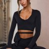 Soft Jersey Wrap Crop Top in Black