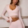 Soft Jersey Wrap Crop Top in Ballet Pink