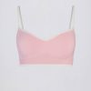 Soft Active Sweetheart-Neck Contrast Sports Bra in Powder Pink