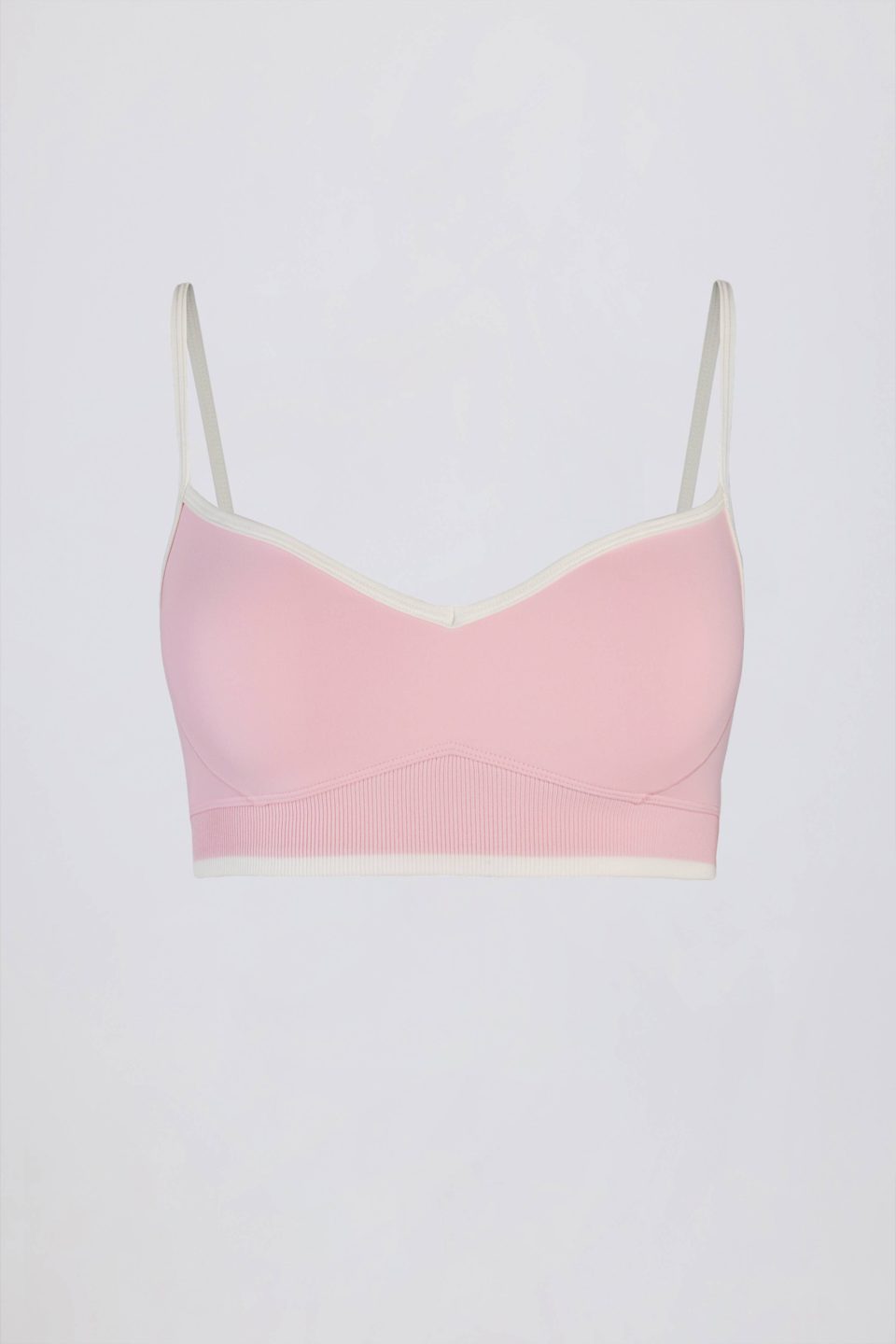 Soft Active Sweetheart-Neck Contrast Sports Bra in Powder Pink