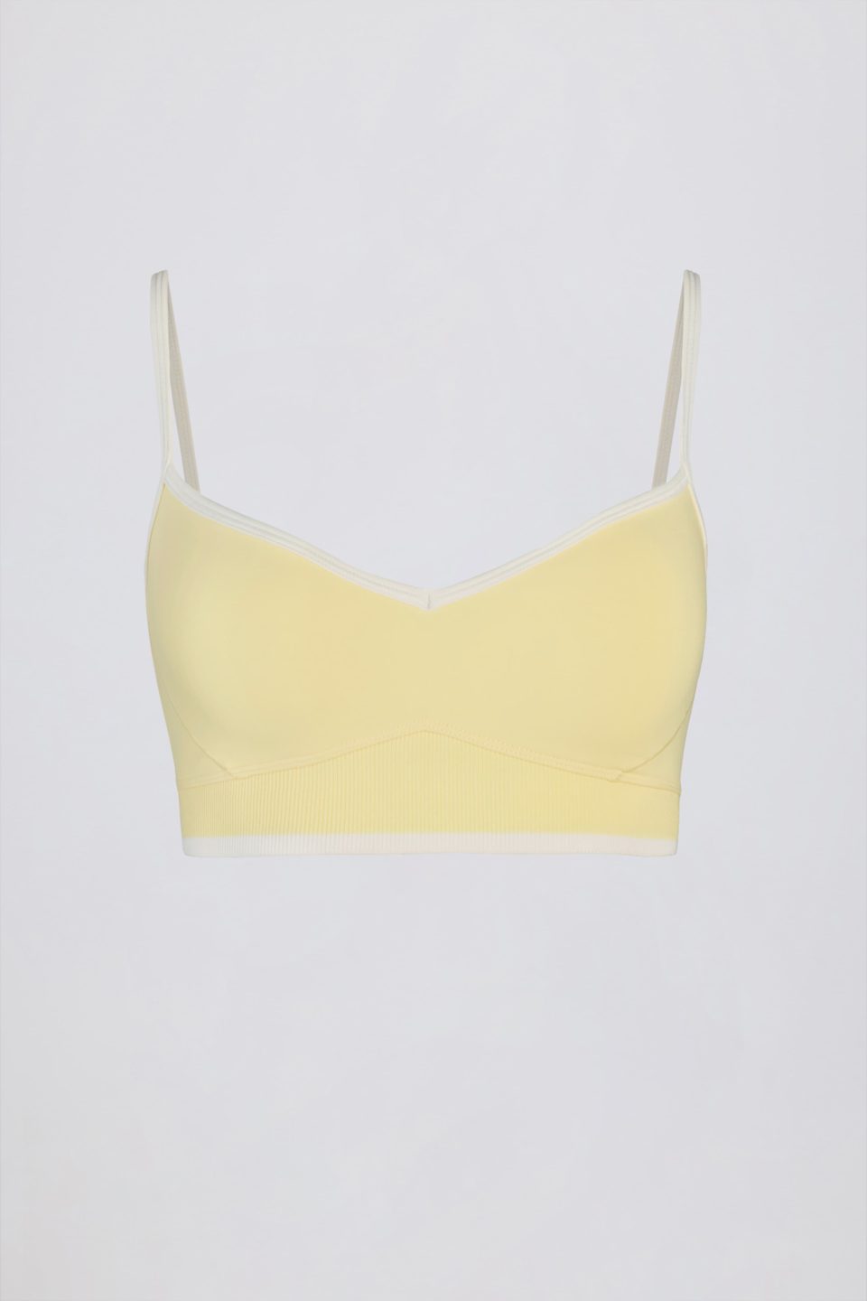 Soft Active Sweetheart-Neck Contrast Sports Bra in Soft Yellow