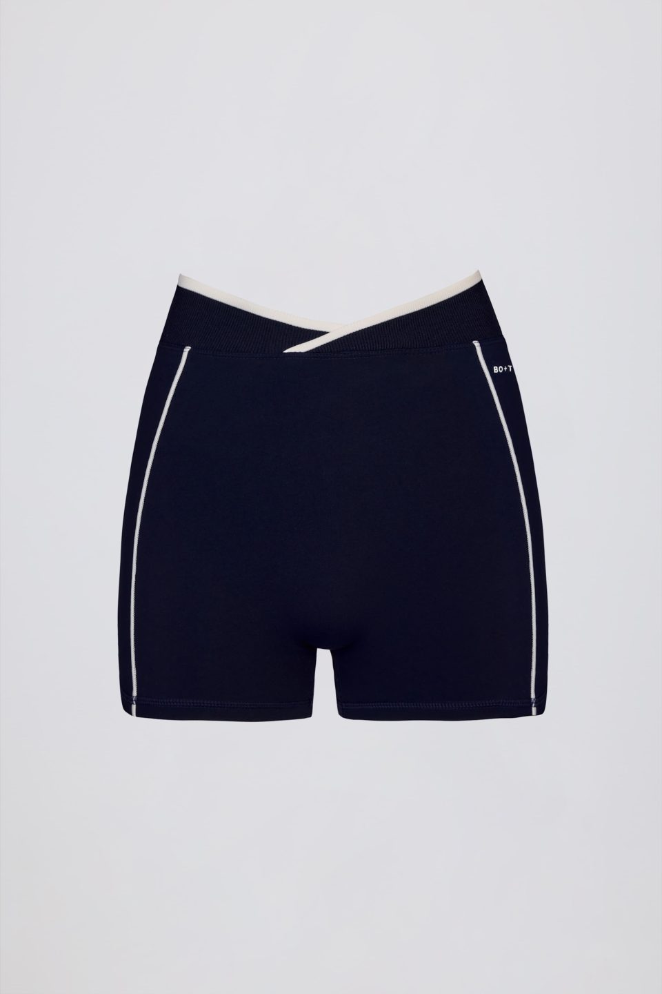 Soft Active Wrapover Contrast Mini Shorts in Classic Navy