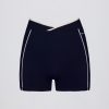 Soft Active Wrapover Contrast Mini Shorts in Classic Navy