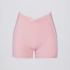 Soft Active Wrapover Contrast Mini Shorts in Powder Pink