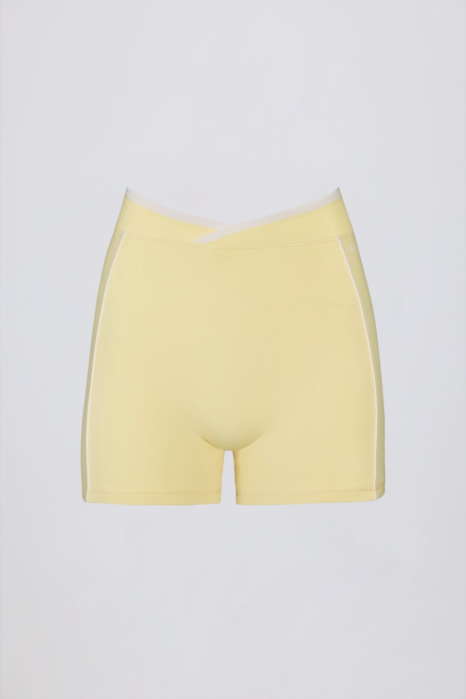 Soft Active Wrapover Contrast Mini Shorts in Soft Yellow
