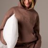 Embroidered Oversized Hoodie in Cocoa