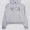 Embroidered Oversized Hoodie in Grey Marl