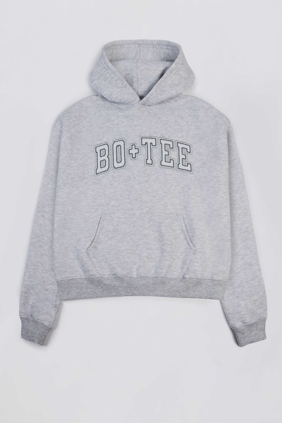 Embroidered Oversized Hoodie in Grey Marl