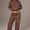 Brushed Jersey Wide-Leg Joggers in Cocoa