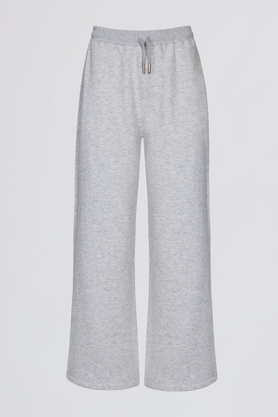 Premium Brushed Jersey Wide-Leg Joggers in Grey Marl