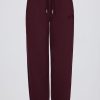Brushed Cotton Jersey Mid-Rise Relaxed Joggers in Burgundy