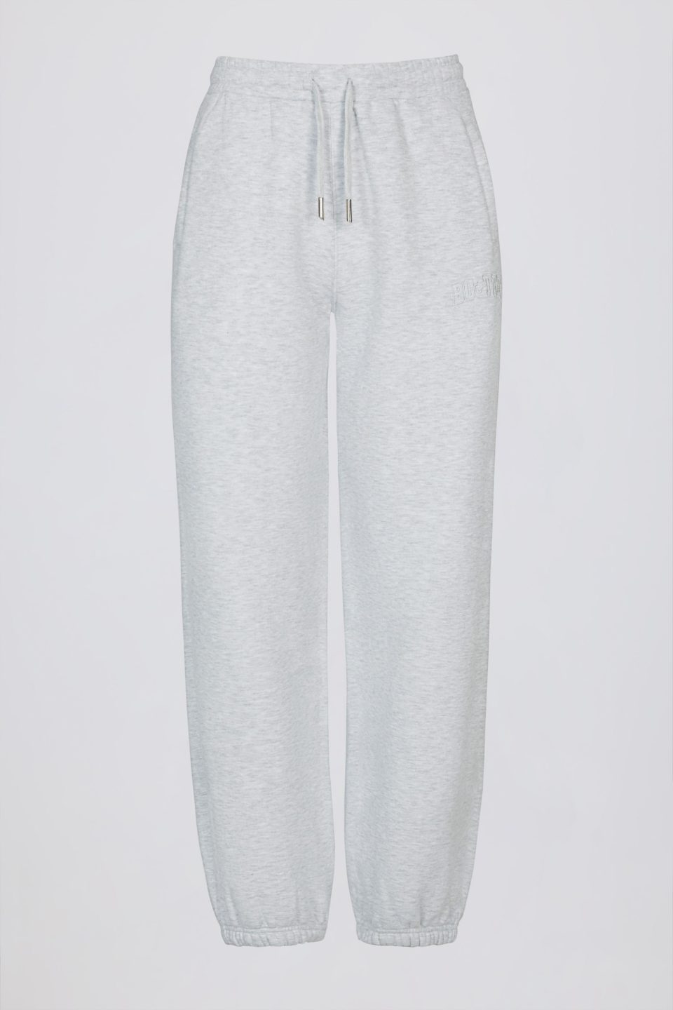 Brushed Cotton Jersey Mid-Rise Relaxed Joggers in Grey Marl