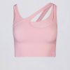 Seamless Soft Rib Asymmetric Sports Bra in Powder Pink