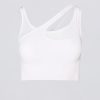 Seamless Soft Rib Asymmetric Sports Bra in White